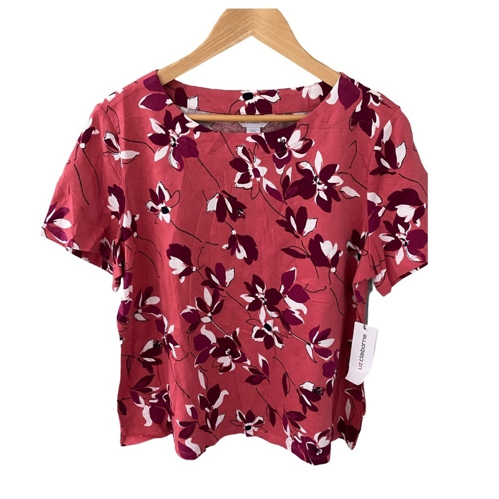 Liz Claiborne Short Sleeve Floral Top NWT Size XXL